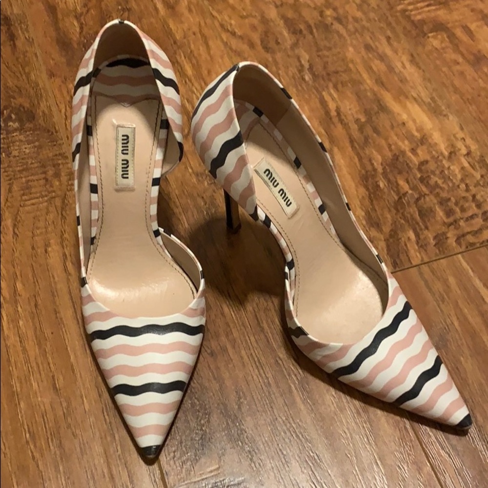 Miu Miu d'orsay pump - Pink | White | Black Stripe
